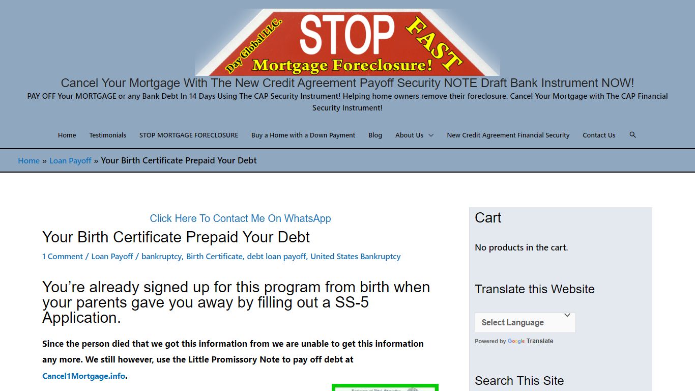 Your Birth Certificate Prepaid Your Debt - Cancel Your Mortgage With ...